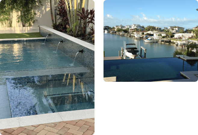 Curtis Pools custom swimming pool and waterfront infinity pool